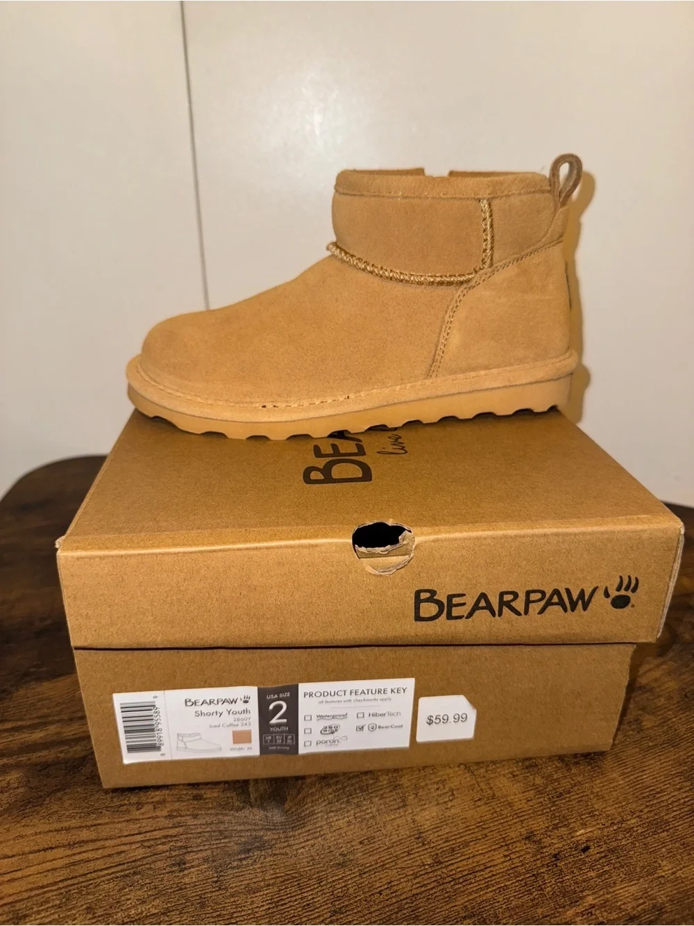 Bearpaw youth ankle boots size 2 nwt